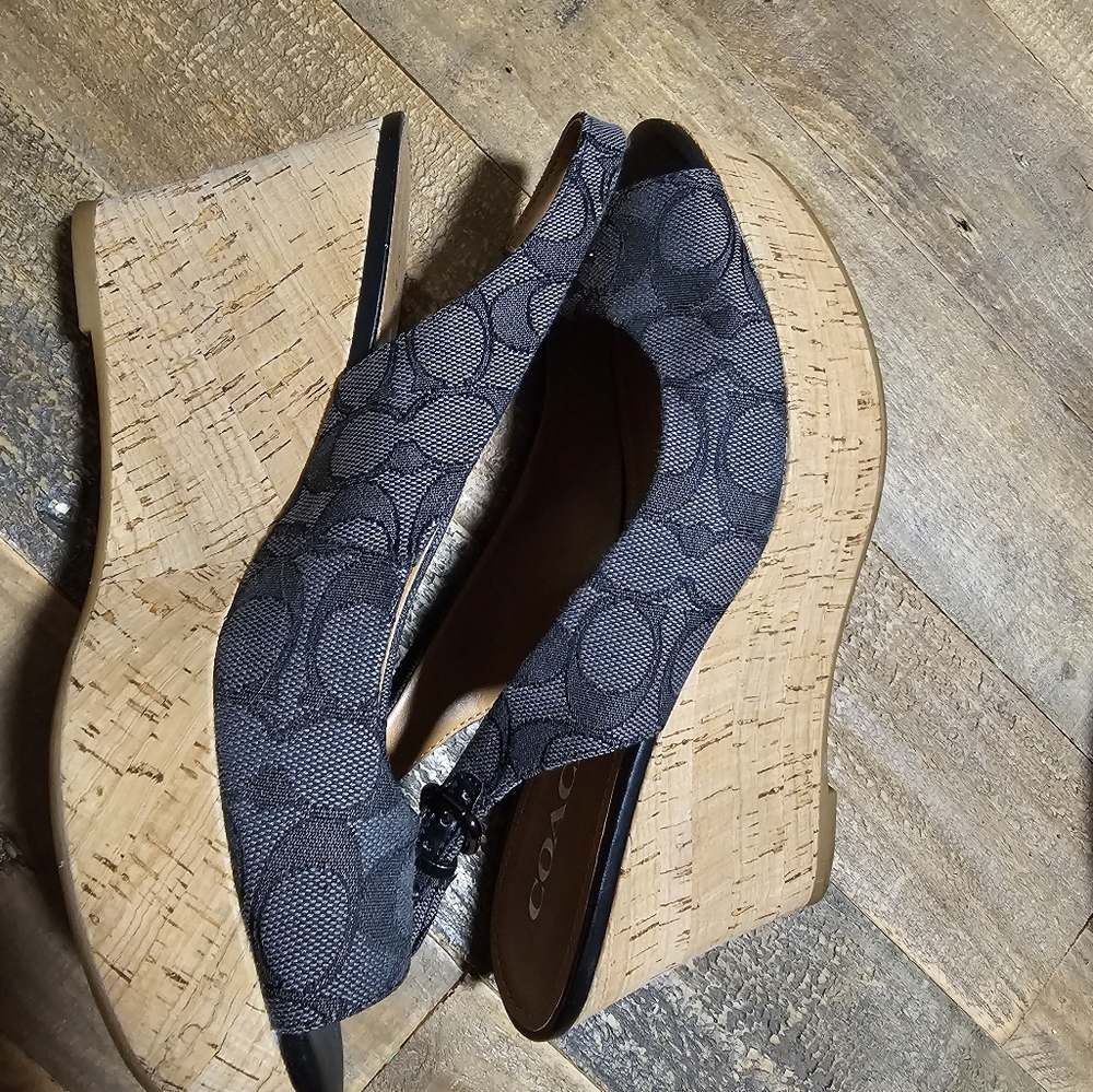 Coach Slingback Cork Wedges